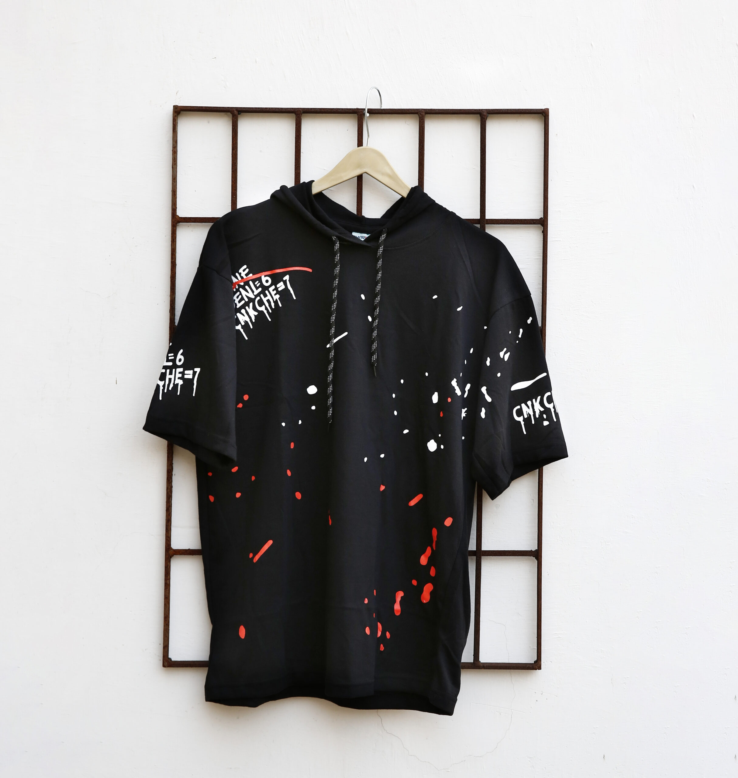 Graphic t-shirt Trendy Design Mockup Presented on Wooden hanger with sapce of your test.